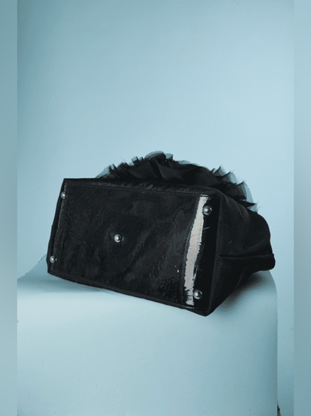 Valentino Garavani Petale Dome Tote Black Floral Appliqué Flower Tulle Mesh Bag🖤 - Picture 5 of 16